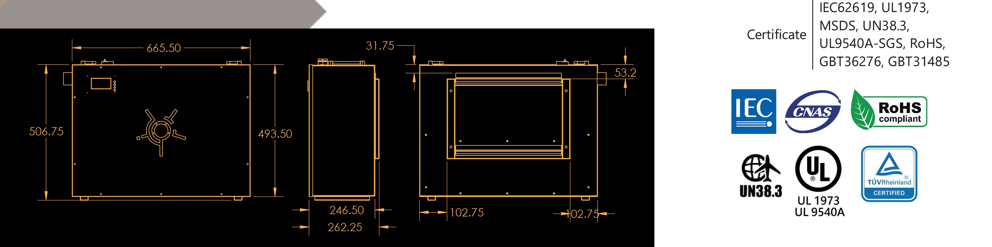 Lumina 16 KWh Battery Dimensions